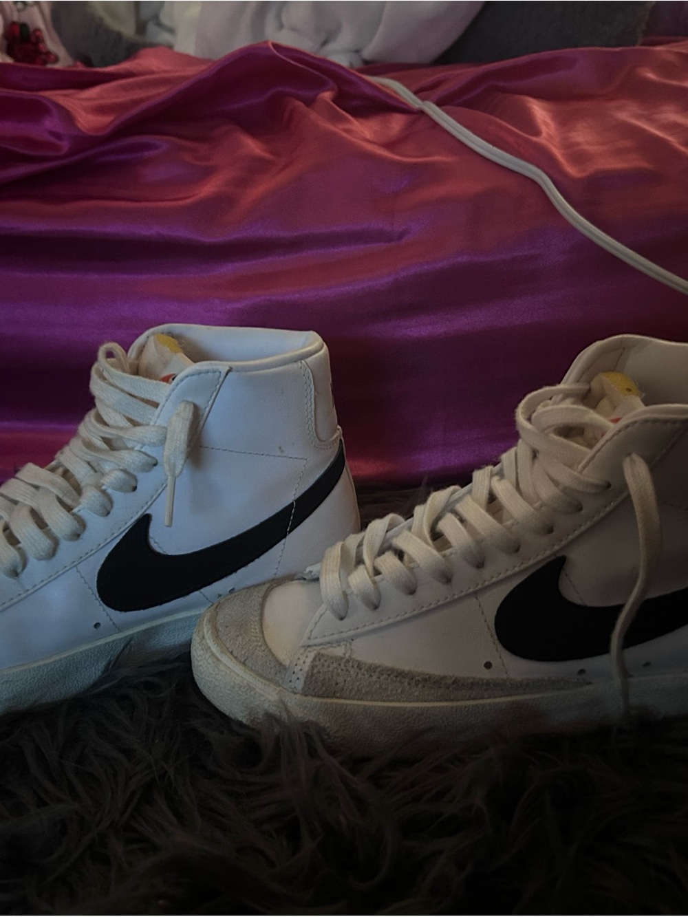 Nike White and Orange High-Top Sneakers for Women - Picture 2 of 4